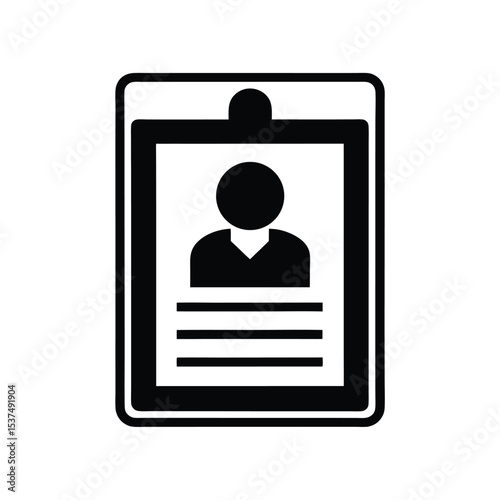 Identification Card Badge Icon Black and White