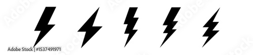set of lightning bolt icons | Power, energy, flash icons | Thunder bolt icon