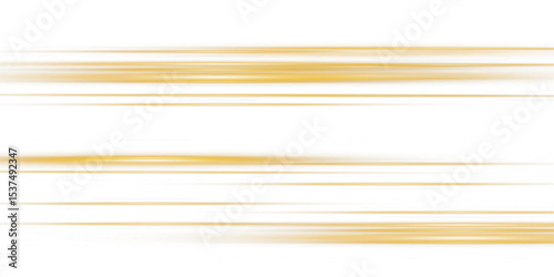 Gold horizontal lens flares pack. Laser beams, horizontal light rays. Beautiful light flares. Glowing streaks on light background. Light line effect gold png. 