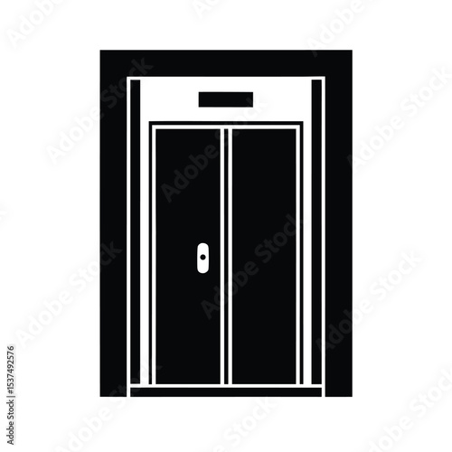 Elevator door icon in black and white