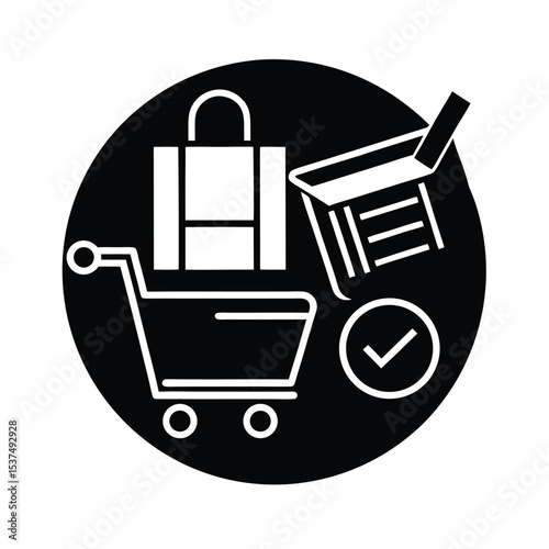 Shopping Cart Bag and Basket Icon Design