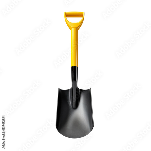 Modern shovel with wooden handle isolated on white or transparent background 