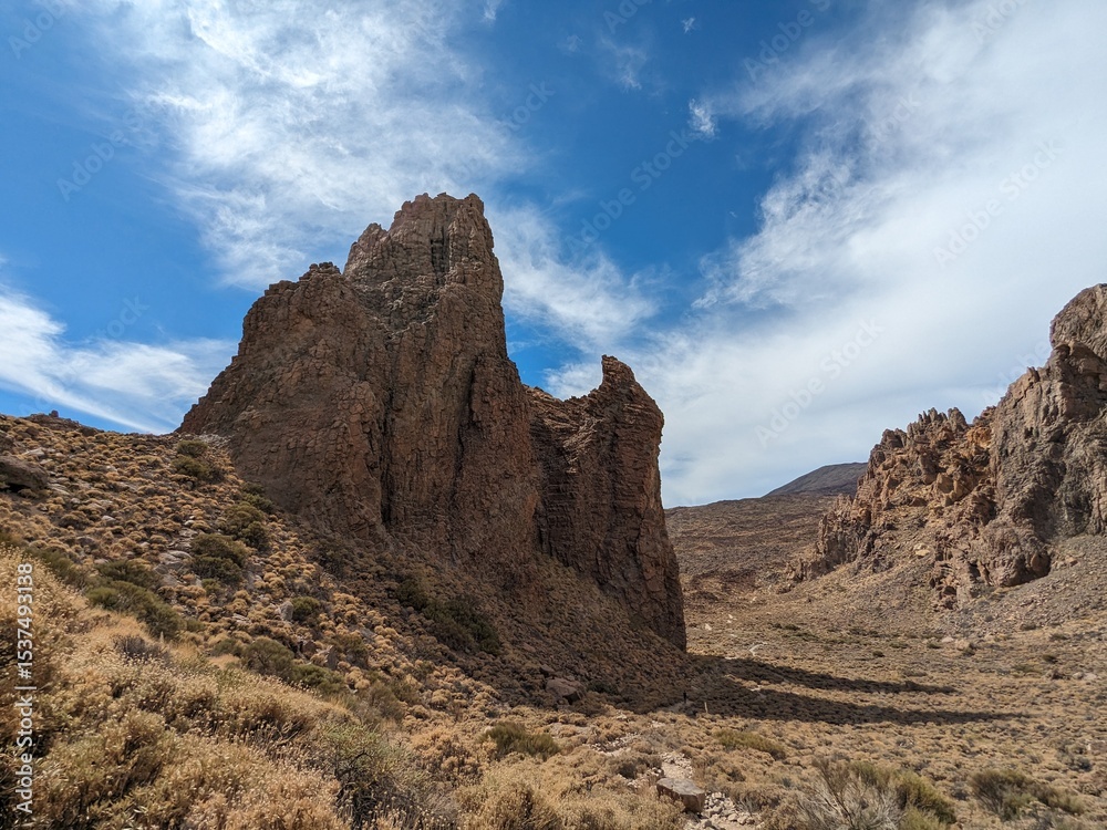 Obraz premium Tenerife panorama landscape,beautiful nature view mountains from hiking trips on Tenerife island, Canary Islands Spain