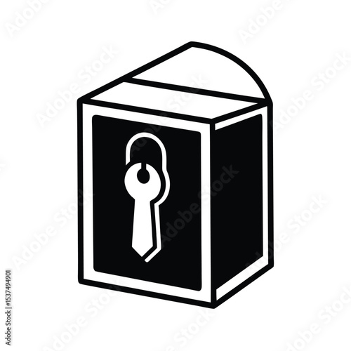 Key inside box icon security concept