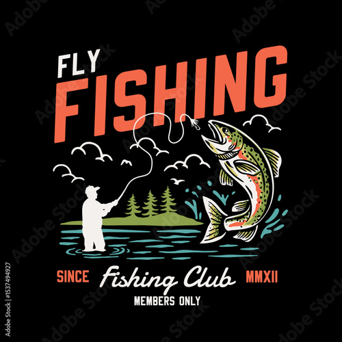 Hand-drawn fishing graphic. Vector fish illustration. Perfect for t-shirt prints, posters, stickers, and other uses