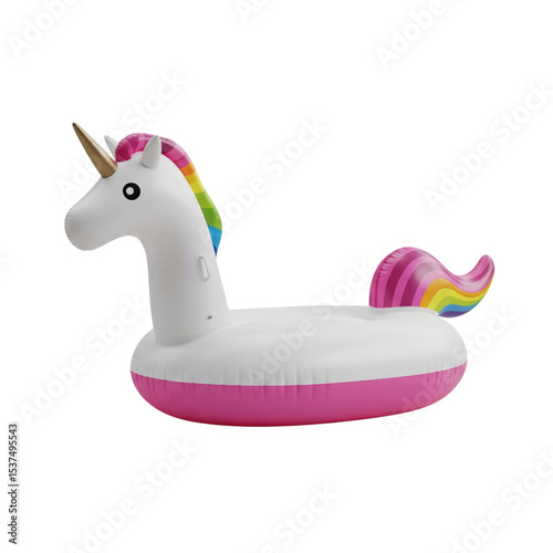 Foto Inflatable unicorn pool float, isolated on transparent background