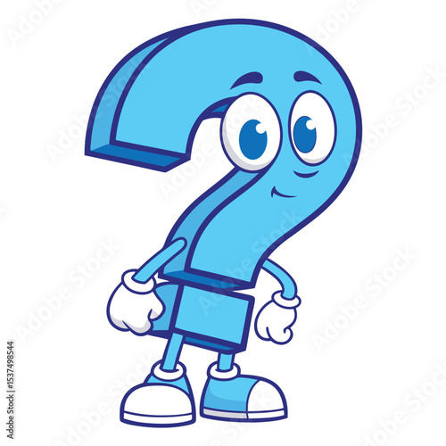 Curious Blue Question Mark Cartoon Character Illustration