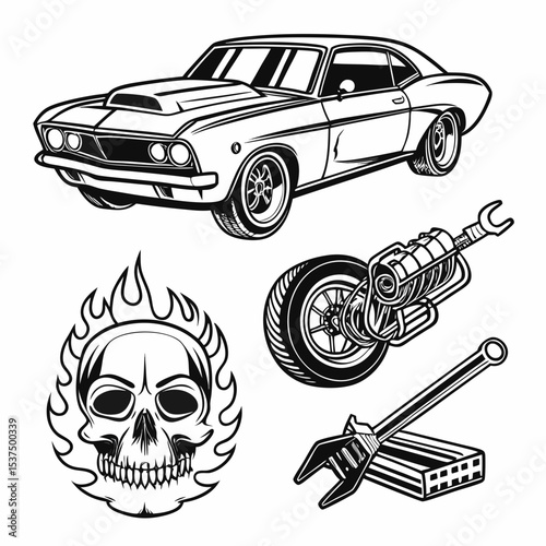 Vector illustration set of luxury and sports cars for auto design and transportation
