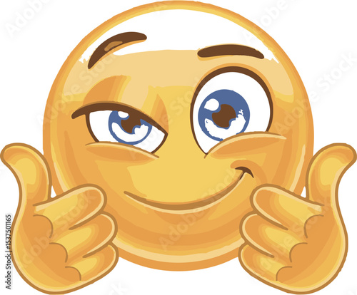 Yellow Emoticon Winking Thumbs Up Golden emoji