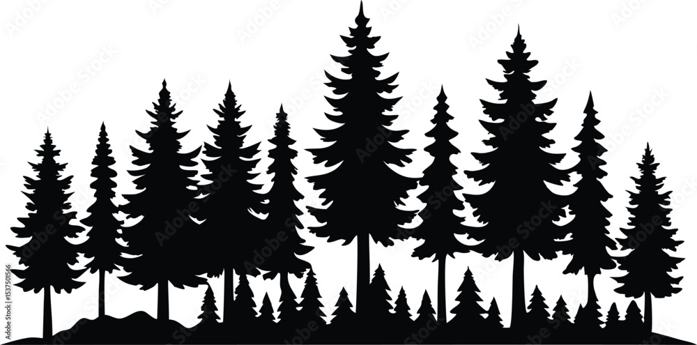 Obraz premium Majestic silhouette of a pine forest at sunset