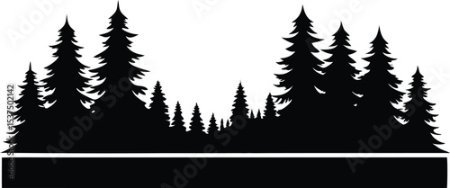 Majestic silhouette of evergreen trees winter forest landscape