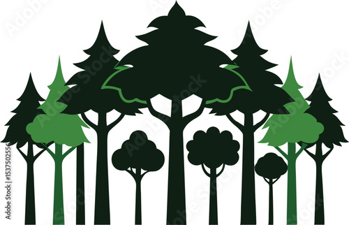 Majestic forest silhouette diverse trees nature scene