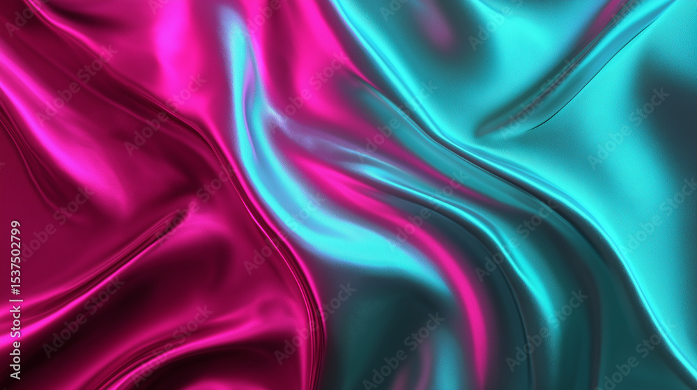 Fototapeta premium Abstract background of iridescent pastel fabric with soft folds and fluid motion. 