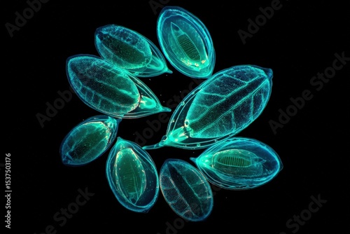 Glowing aquamarine diatoms ...