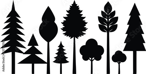 Silhouette trees forest nature woodland graphic design