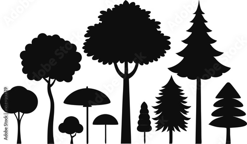 Silhouette trees forest nature park landscape design elements