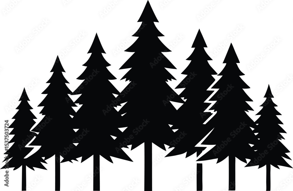 Obraz premium Silhouetted evergreen trees forest winter nature