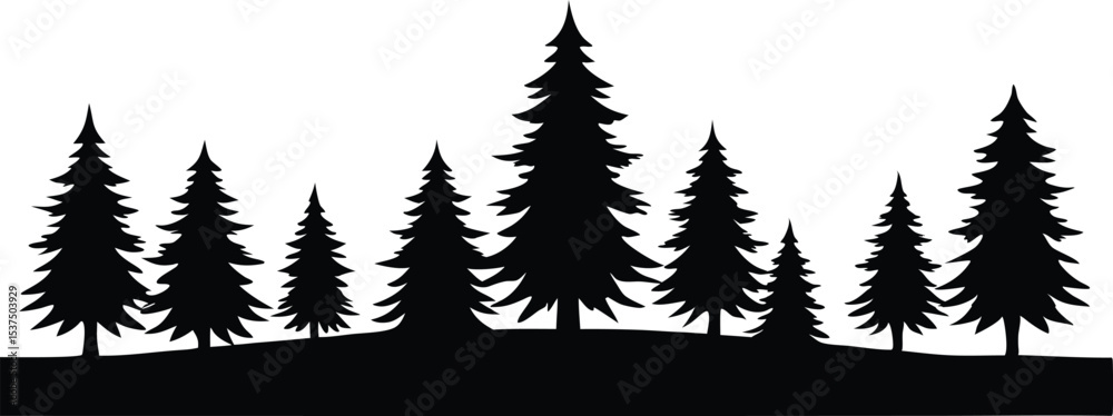 Obraz premium Silhouetted pine trees winter landscape forest nature