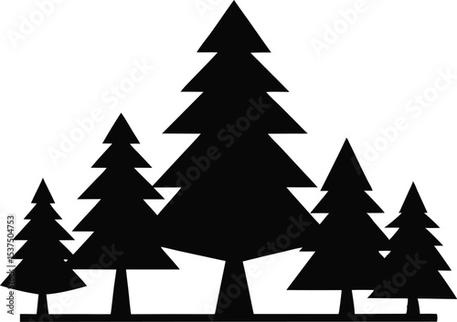 Simple silhouette of pine trees in a forest