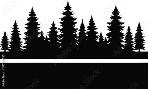 Majestic silhouette of evergreen trees winter forest landscape
