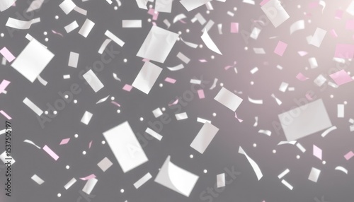 Abstract Confetti Celebration Background with Delicate Pink and White Accents