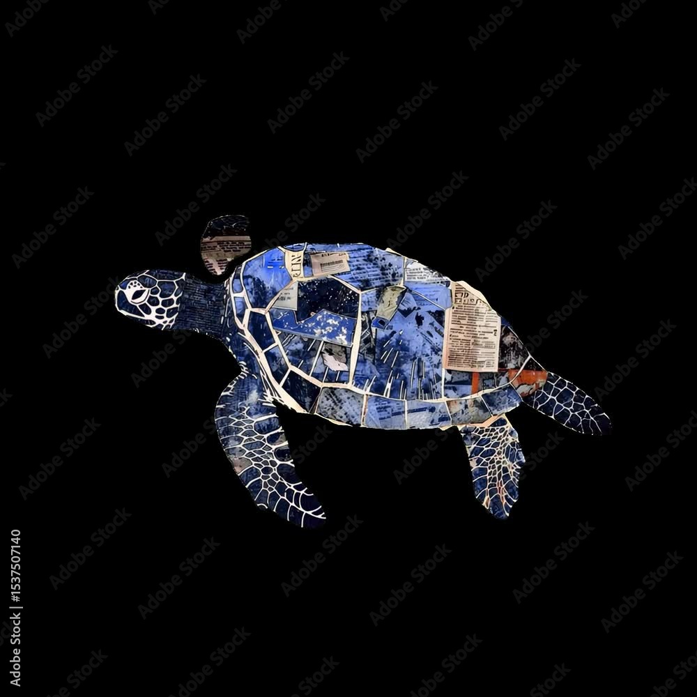 Turtle Shell Collage Artistic sea turtle collage design animation isolated asset ...