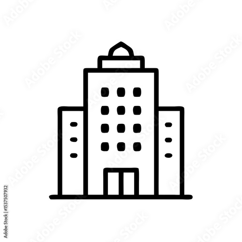 Outline of a modern building with transparent background  