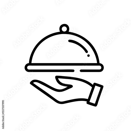 Hand holding a cloche symbolizing room service concept of transparent background  