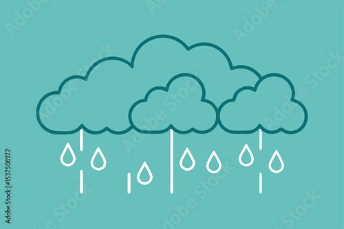 Rainy Day Illustration Clouds and Raindrops Design