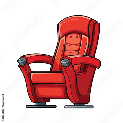 Modern Isolated Cinema Chair Design Vector Illustration for Theatre and Movie Seats