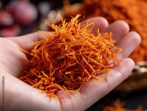 A hand holds vibrant orange...