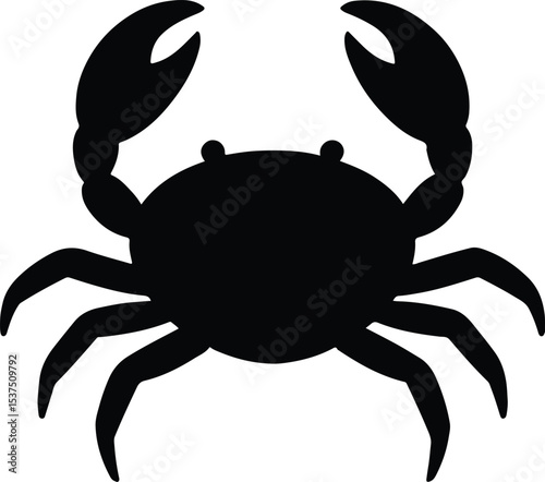 Silhouette black crab cartoon sea animal vector illustration