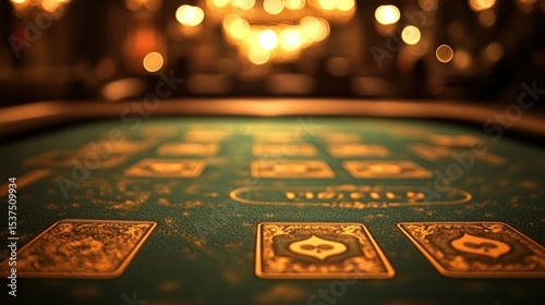 Close-up casino table, cards