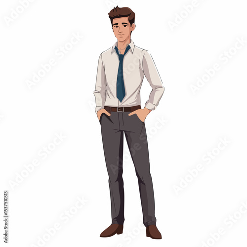 Professional Men Avatar Cartoon Character with Fashion Casual Clothing for Design Projects