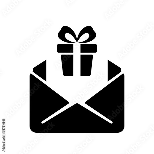 Envelope with gift box icon, online appreciation and loyalty communication