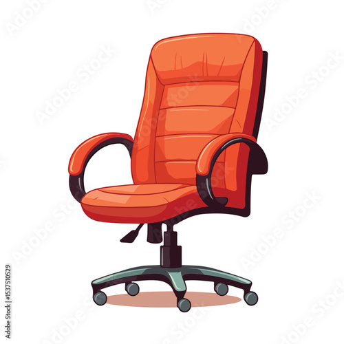Modern Comfortable Office Chair with Wheels - Vector Illustration for Furniture Design