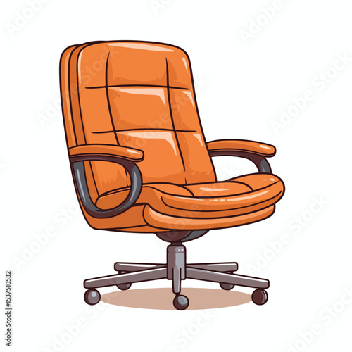 Modern Office Chair Comfort Seat Wheel Furniture Vector Illustration