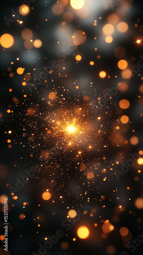 image with big blurry lights, black background