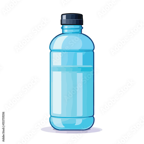 Blue Refreshing Liquid in Plastic Drinking Bottle for Beverage Concept Design