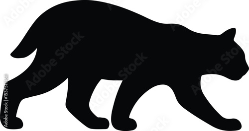 Silhouette black panther walking stealthily vector illustration