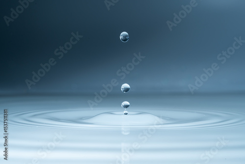 Close-up of a water drop and splash background, small impact causes big changes. Ripple, macro wave on surface of liquid