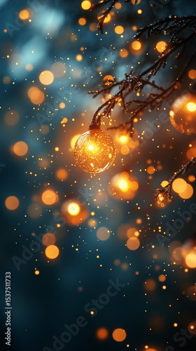 image with big blurry lights, black background