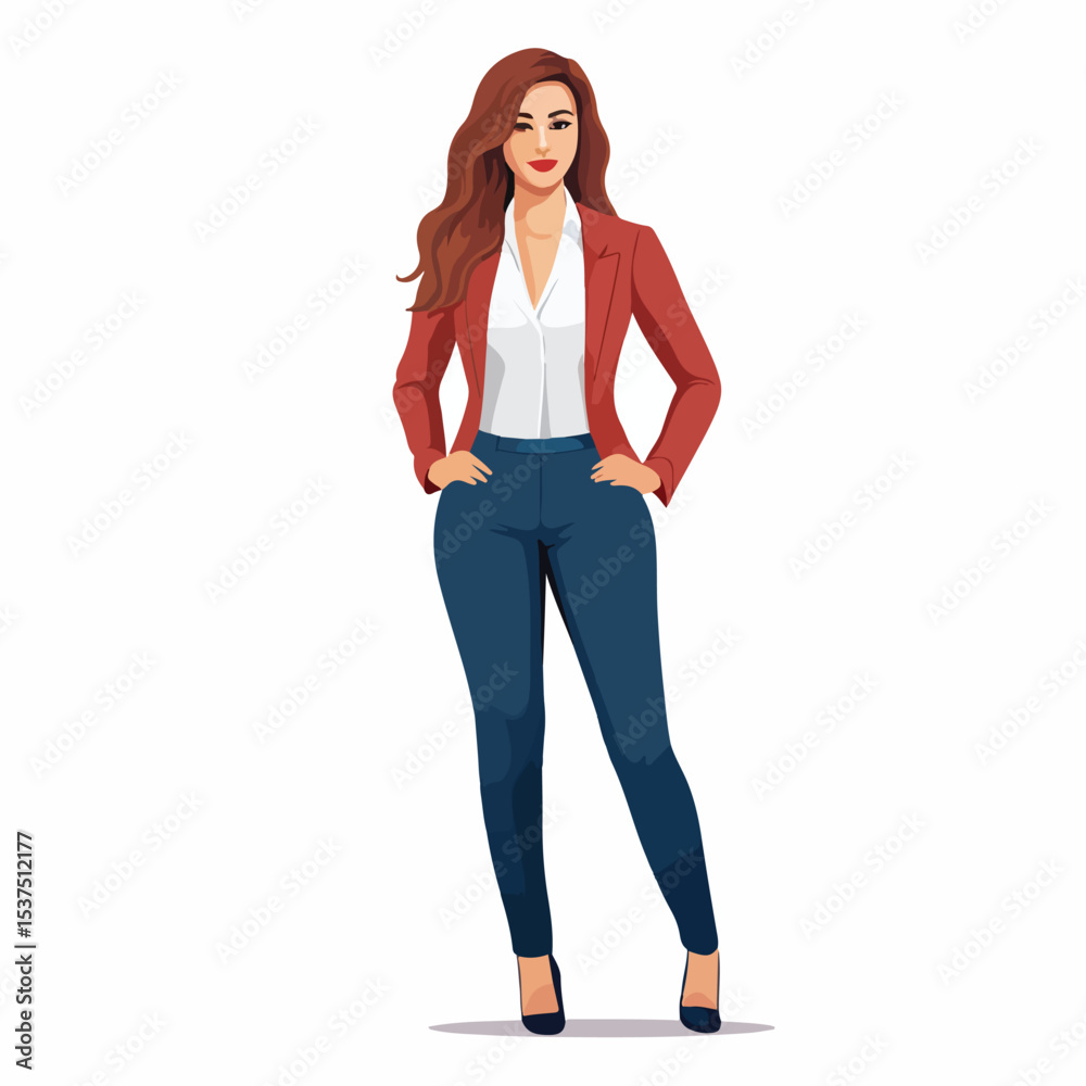 Fototapeta premium Professional Standing Woman Character for Business Presentations and Marketing Materials