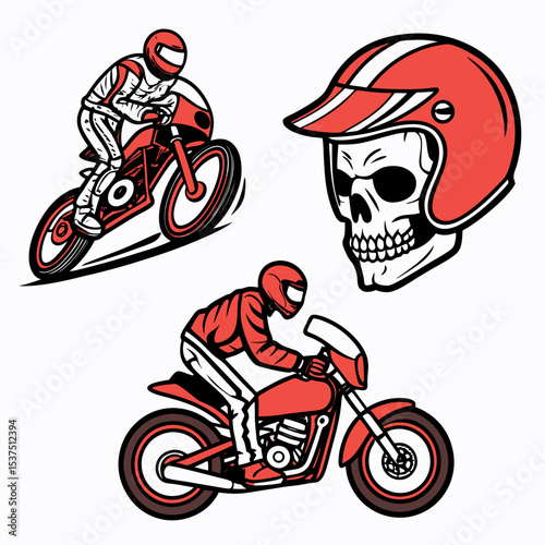 Motocross rider silhouette in a vector illustration, capturing the extreme sport of a biker on a dirt bike