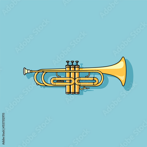 Flat Style Vector Icon of Musical Instrument Trumpet for Graphic Designs