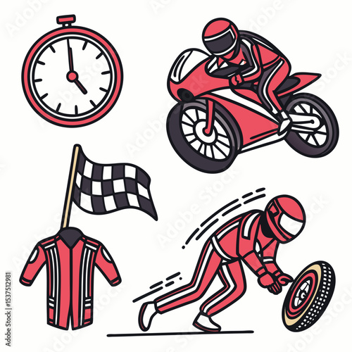 Motorcycle racing emblem vector illustration art featuring a sport bike silhouette icon design