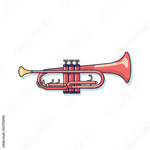Flat Style Vector Icon of Trumpet Musical Instrument for Creative Designs