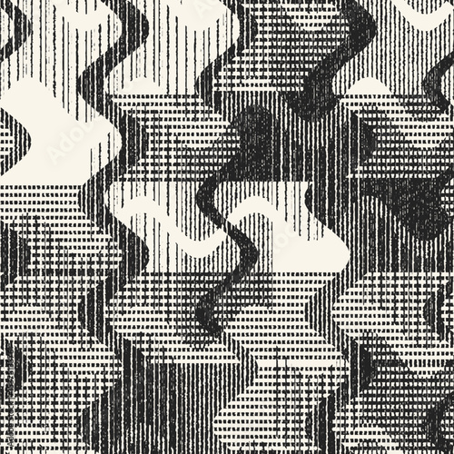 Monochrome Grain Broken Wavy Graphic Pattern