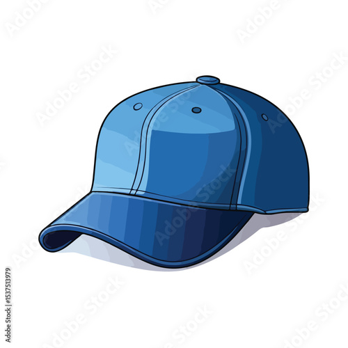 Professional Blue Shading Silhouette Cartoon Sport Cap Headwear Vector Illustration
