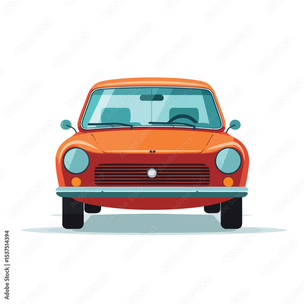 Fototapeta premium Detailed Car Icon Front View for Vehicle Transport Concepts on White Background